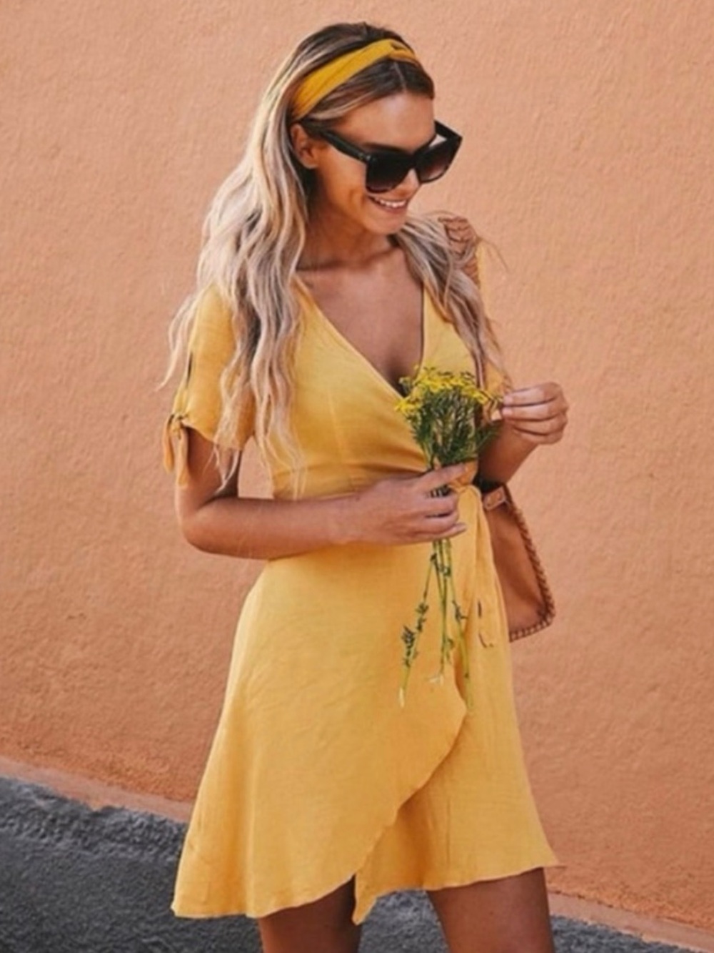 Lulu's My Philosophy Golden Yellow Wrap Dress